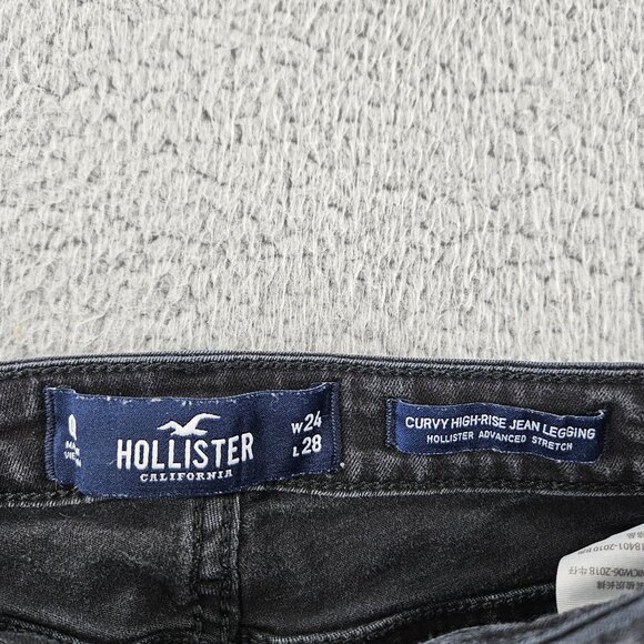 Hollister Shorts Womens 24 Black Curvy High-Rise Jean Distressed Raw Hem‎ Denim - Picture 4 of 16